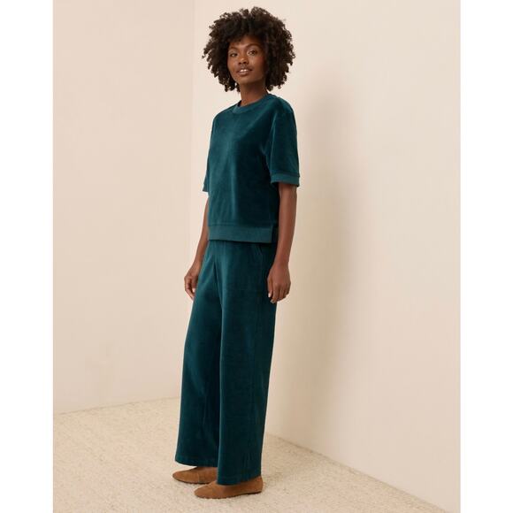 Pact Plus Organic Pure Velour Wide Leg Pants Celestial Teal Size XXL - Picture 2 of 11